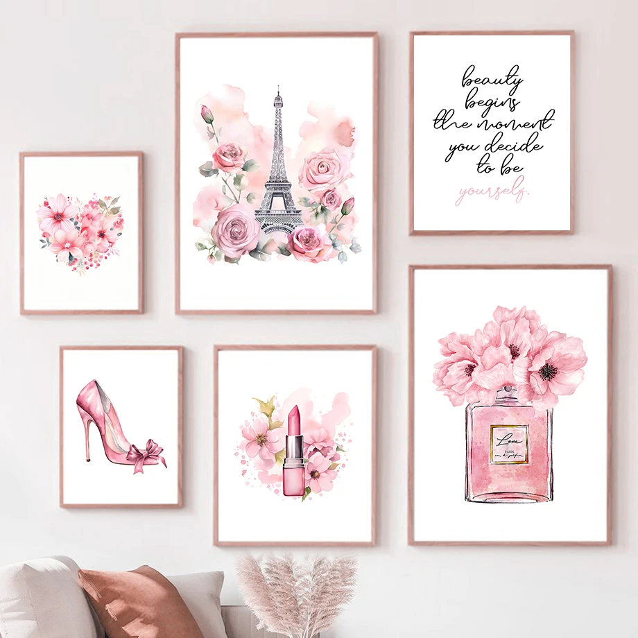 Photography Trend - Paris Fashion Art Poster Pink Eiffel